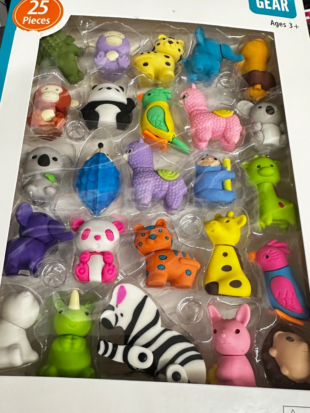 Assorted Animal Eraser Set - 25 count Colorful Kids  Pack #partyfavor